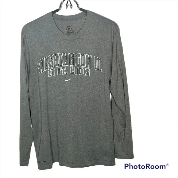 Nike Washington University in St. Louis Long Sleeve Dri-Fit Shirt Heather Grey M - Picture 1 of 9